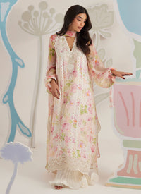 Ivory Floral Printed and Embroidered Lawn Suit | RTW