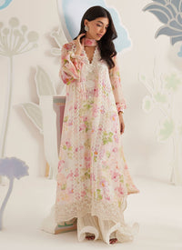 Ivory Floral Printed and Embroidered Lawn Suit | RTW