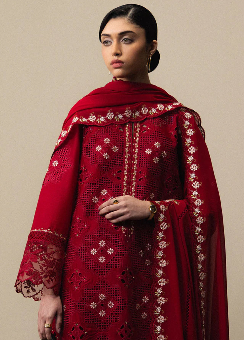 3 Piece Lawn with Semi Pure Chiffon Dupatta   | Ready To Wear