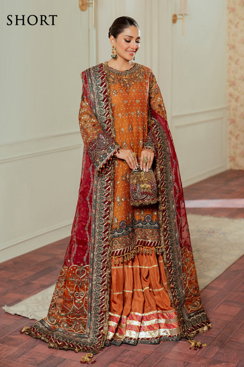Burnt Orange Mysoori Sequence Embroidered Luxury Suit |Ready to Wear
