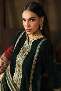 Dark Green Micro Velvet Embroidered Suit | Ready to Wear