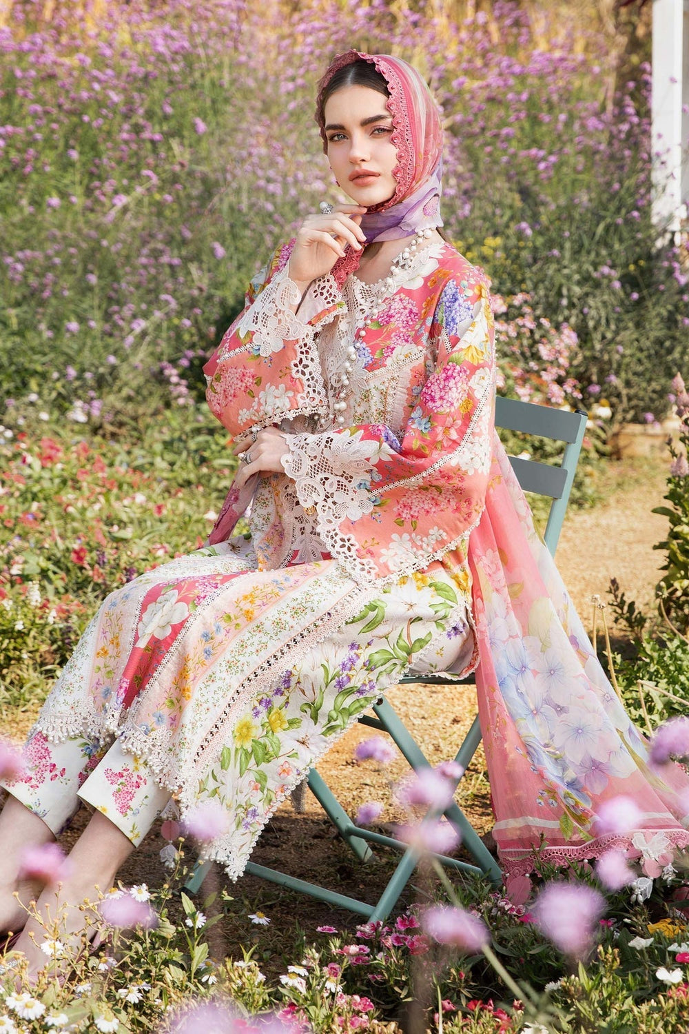 03-Piece Printed Lawn Suit With Chiffon Dupatta | Ready To Wear