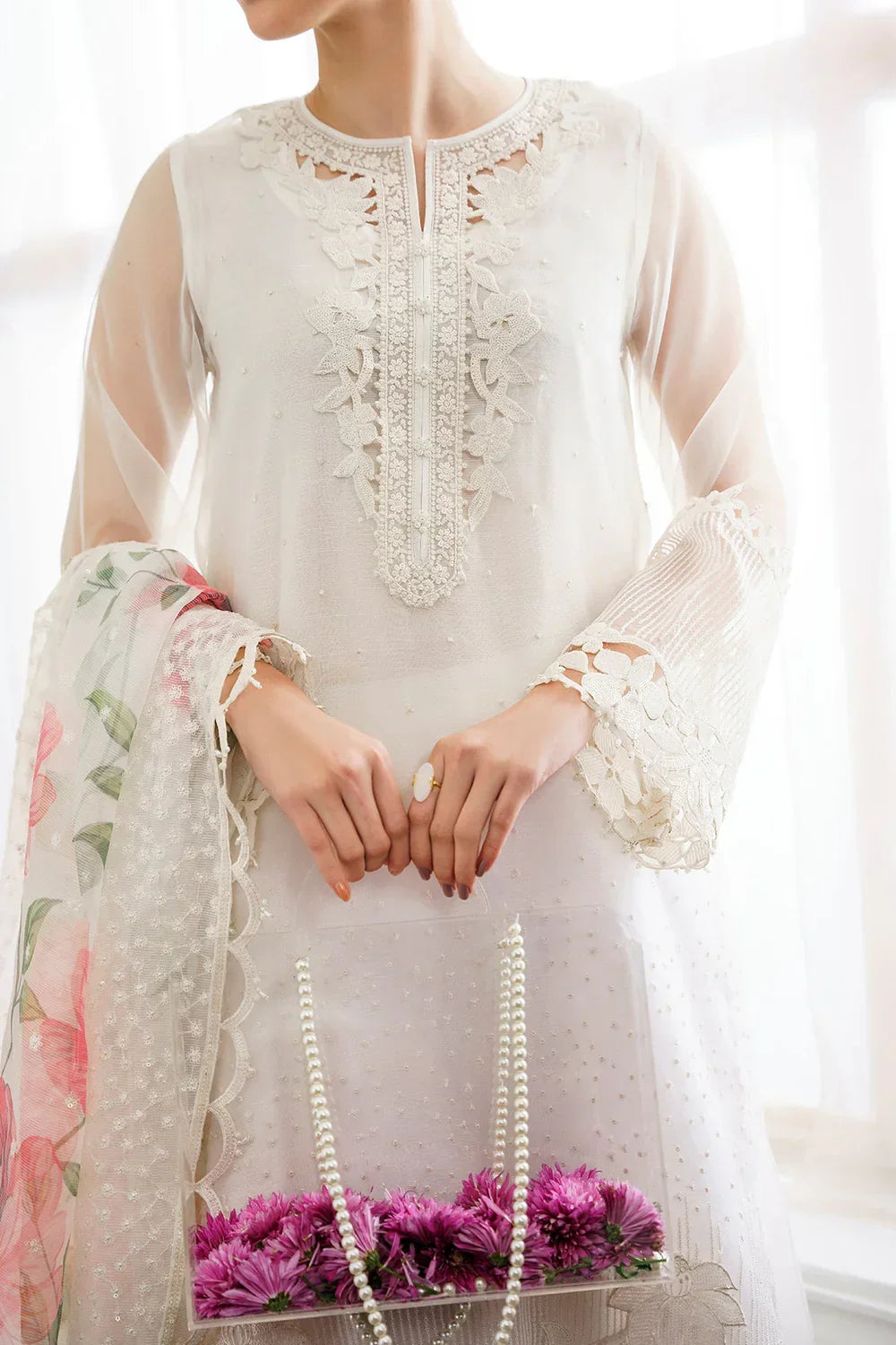 03-Piece Embroidered Organza Suit | Ready To Wear