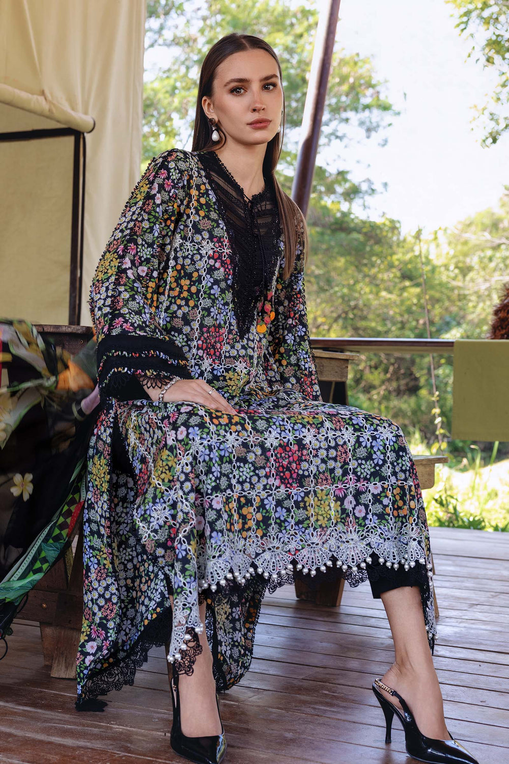 03-Piece Printed Lawn Suit With Embroidery - Ready To Wear