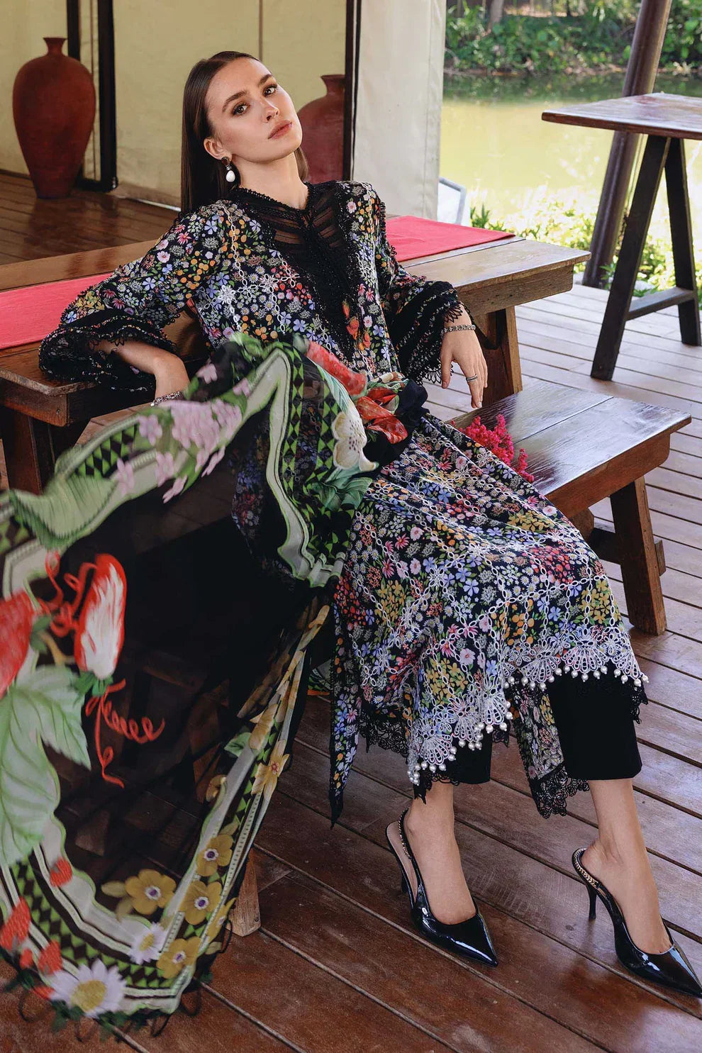 03-Piece Printed Lawn Suit With Embroidery - Ready To Wear