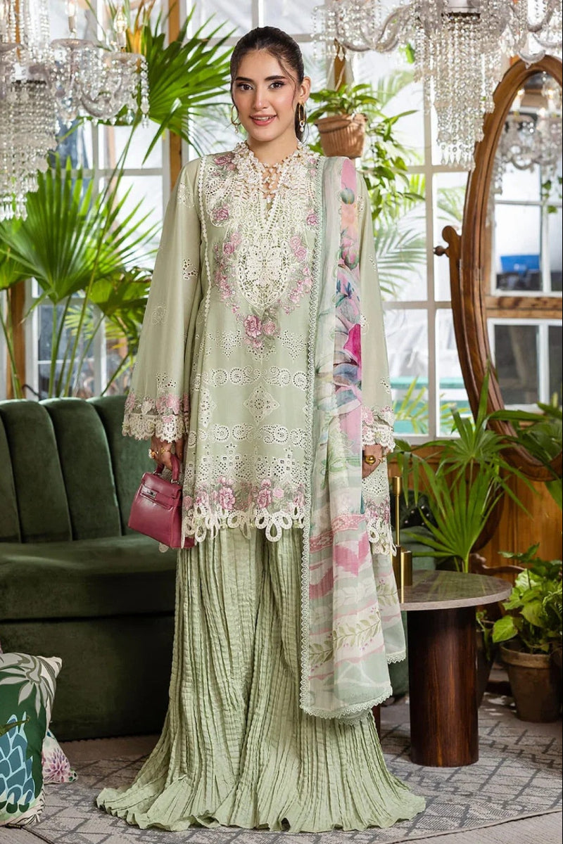 Sage Green Embroidered Chikankari Lawn Suit |Ready to Wear