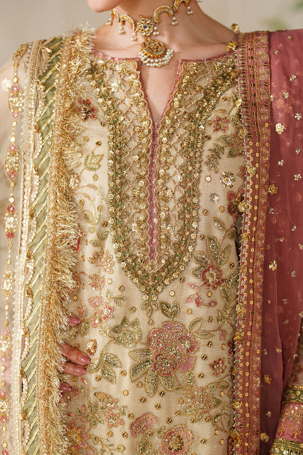 Beige and Pink Handwork Embroidered Lawn Luxury Suit |Ready to Wear