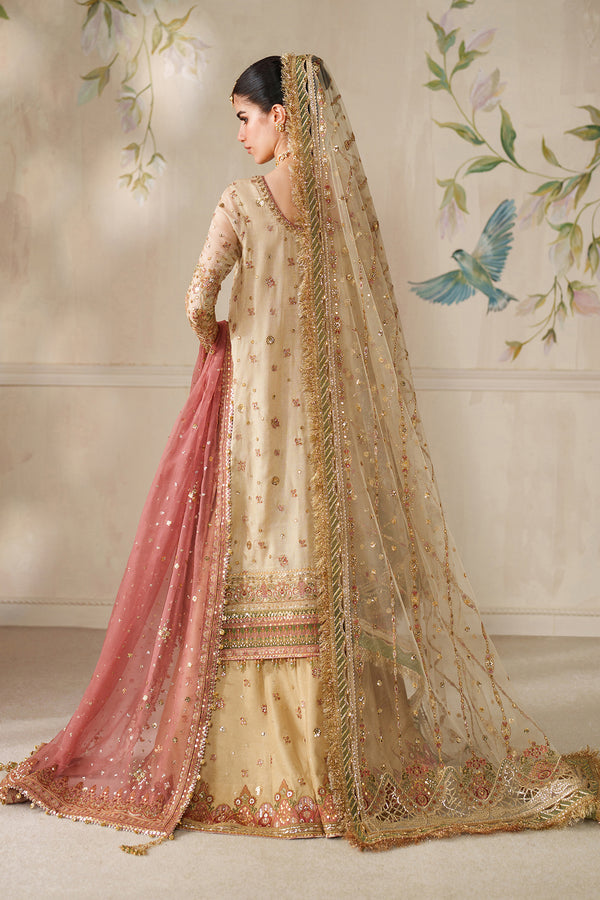 Beige and Pink Handwork Embroidered Lawn Luxury Suit |Ready to Wear