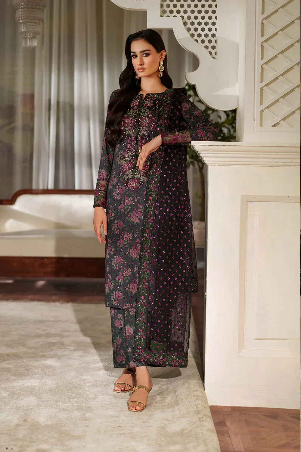 03-Piece Printed Lawn With Embroidered - Ready To Wear