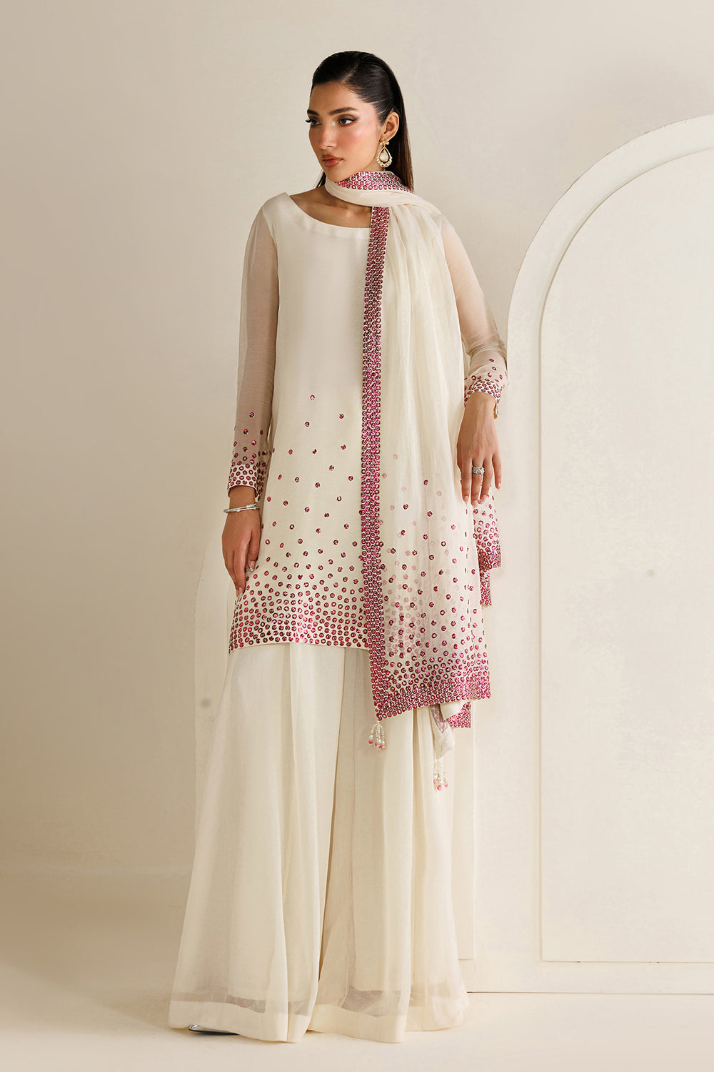 03-Piece Luxury Embroidered Chiffon Suit - Ready To  Wear