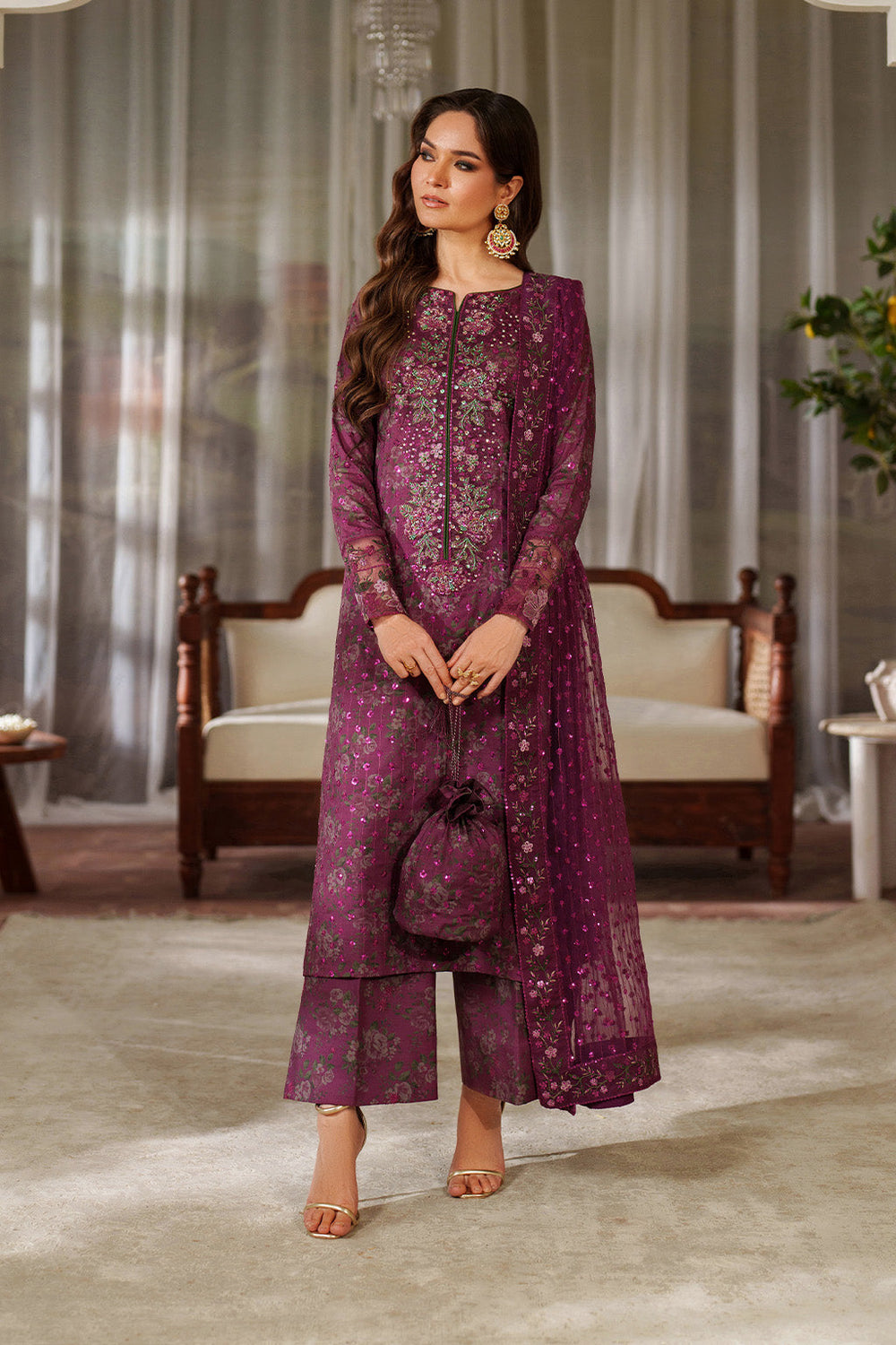 03-Piece Printed Lawn With Embroidered - Ready To Wear