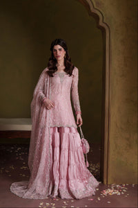 Pink Chiffon Gharara Set with Potli Pouch |Ready to Wear