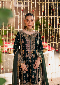 Emerald Elegance Zardozi Velvet Formal Suit | RTW