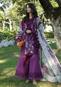 Plum Embroidered Printed Lawn Suit | Ready to Wear