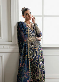 Royal Navy Organza Addawork Lehnga Festive Ensemble |RTW