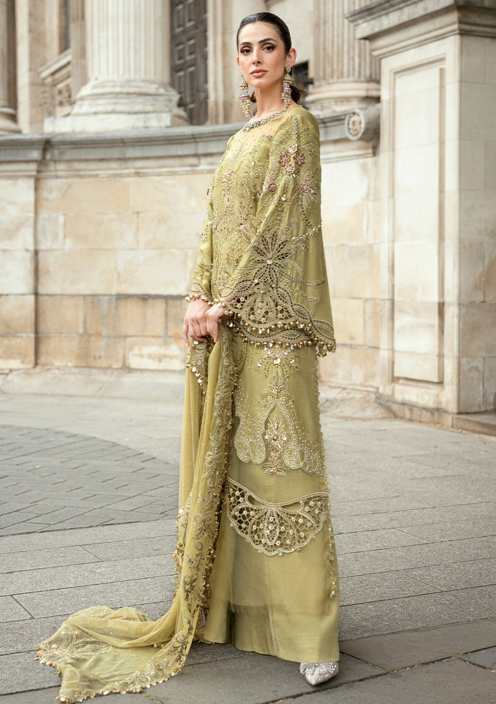 Olive Green Heavy Handwork Embroidered Luxury Suit |Ready to Wear