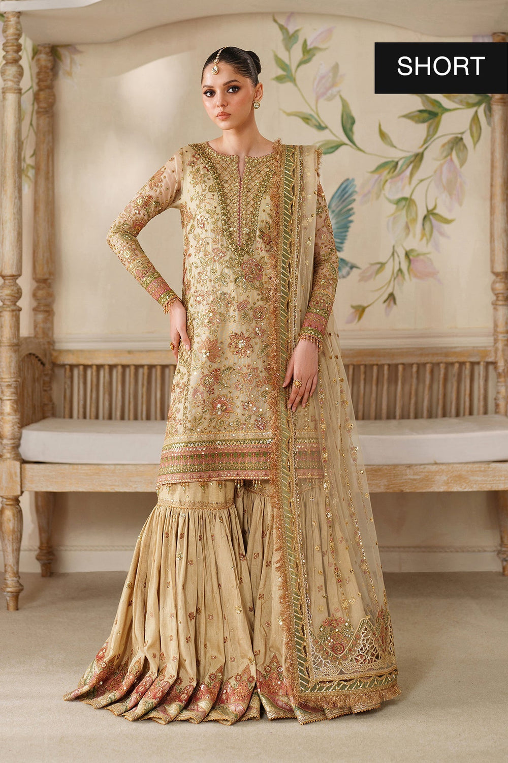 Beige and Pink Handwork Embroidered Lawn Luxury Suit |Ready to Wear