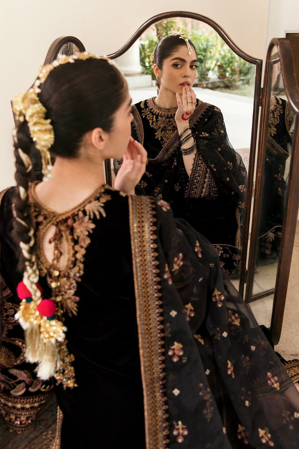 3 Piece Stitched Velvet Embroidery Suit - Ready To Wear