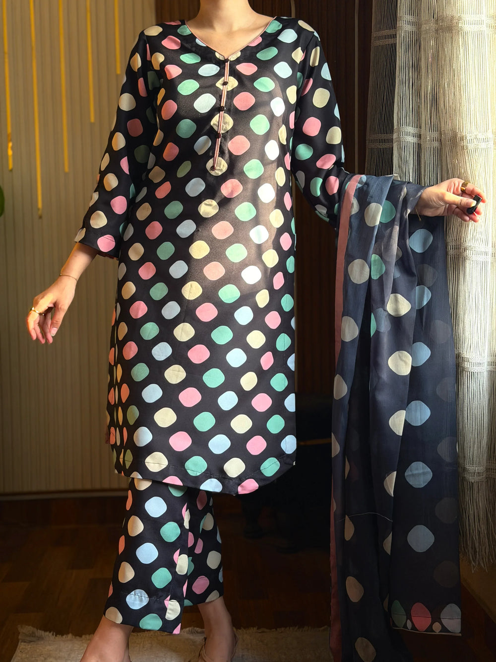 03-Piece Printed Silk Suit | Ready To Wear