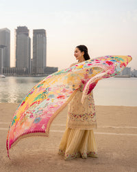 Luxury Embroidered Cotton Suit with Digital Printed Chiffon Dupatta |RTW