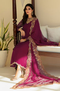 Deep Plum Embroidered Chiffon Suit with Addawork | Ready to Wear