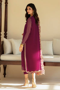 Deep Plum Embroidered Chiffon Suit with Addawork | Ready to Wear