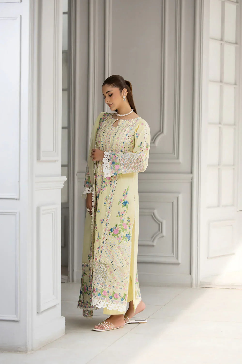 03-Piece Embroidered Chikankari Suit | Ready To Wear