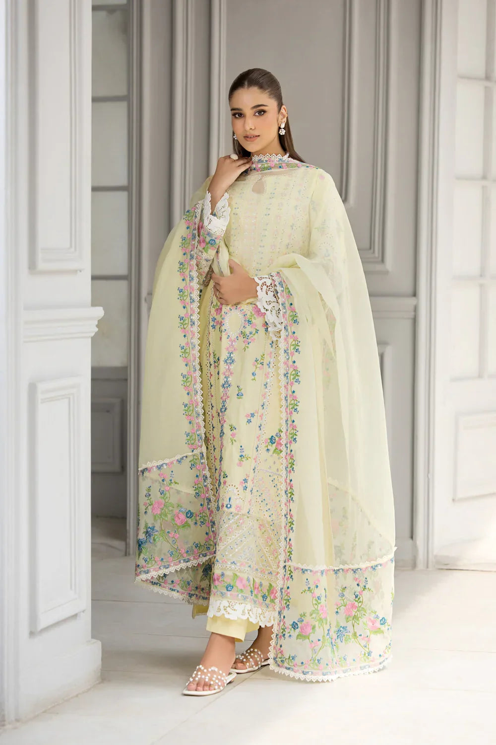 03-Piece Embroidered Chikankari Suit | Ready To Wear