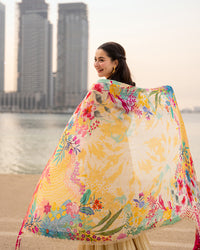 Luxury Embroidered Cotton Suit with Digital Printed Chiffon Dupatta |RTW
