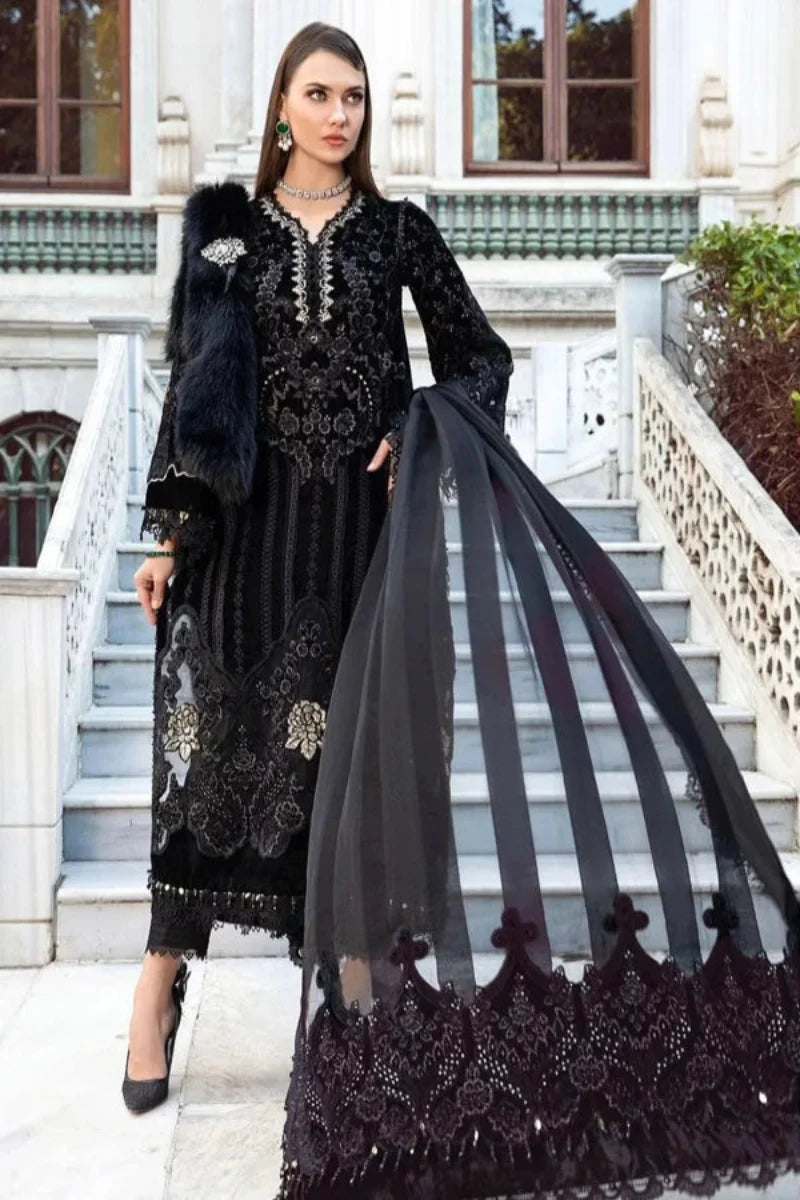 Luxury 3-Piece Stitched Velvet and Organza Festive Suit | RTW