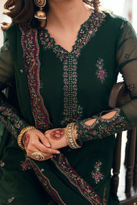 Dark Green Embroidered Chiffon Suit |Ready to Wear