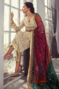 Beige Chiffon stitched with Addawork and Silk Dupatta |RTW