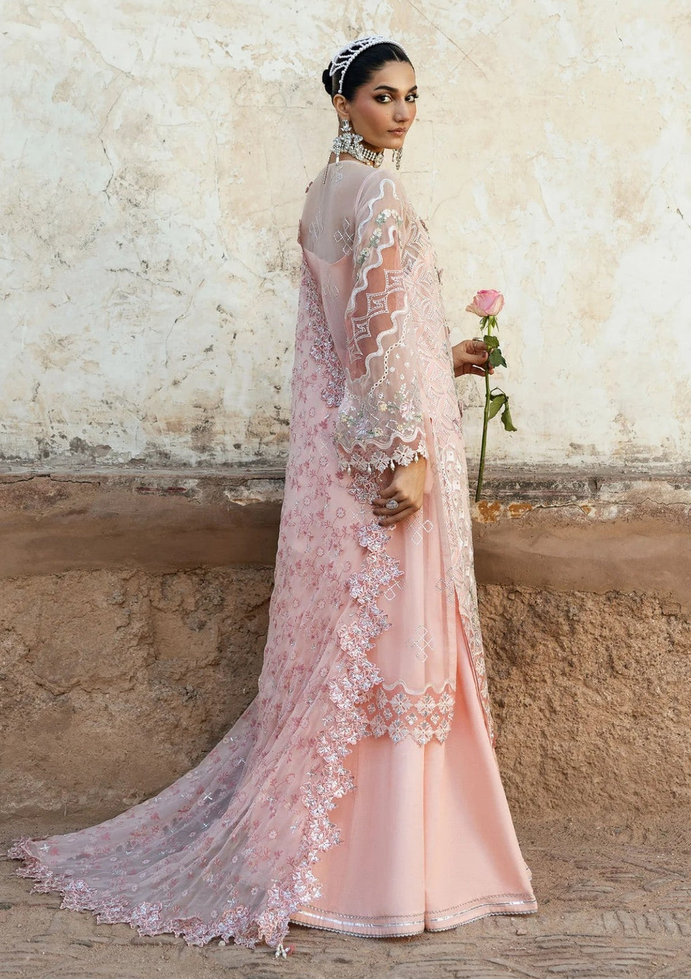 Blush Pink Embroidered Chiffon Suit |Ready to Wear