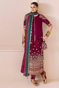 03-Piece Plain Velvet Embroidered Suit With Chiffon Dupatta
