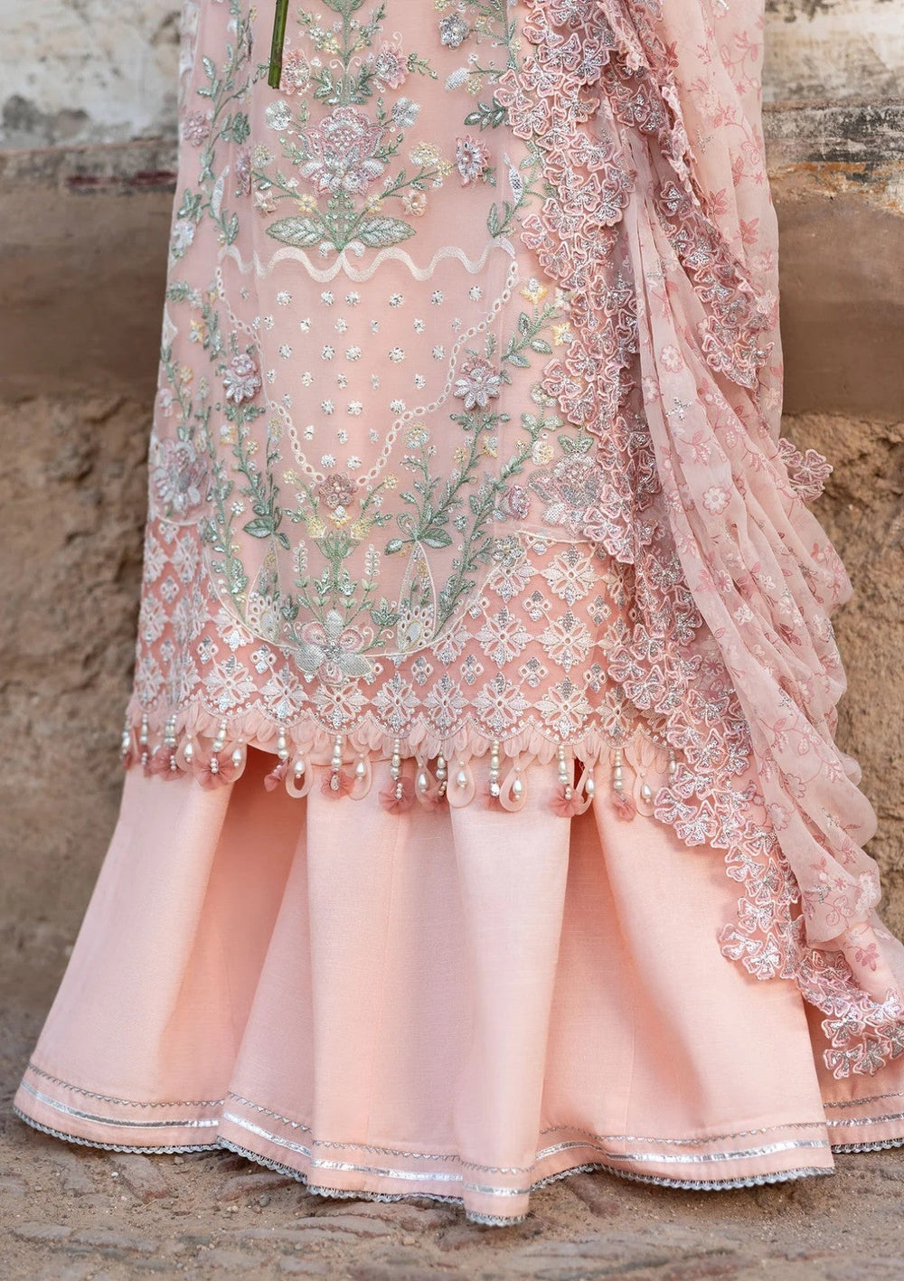 Blush Pink Embroidered Chiffon Suit |Ready to Wear