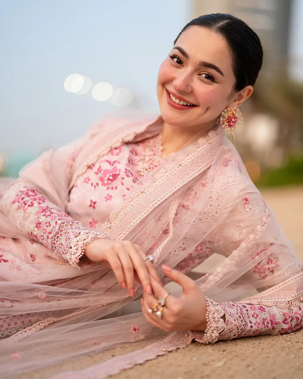 03-Piece Embroidered Lawn Suit With Organza Dupatta | Ready To Wear
