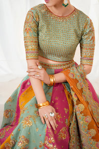 03-piece Embroidered Silk Lehanga With Organza Dupatta | Ready To Wear