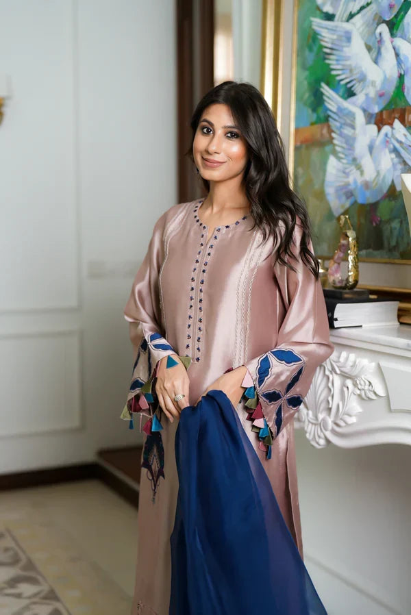03-Piece Silk Suit With Embroidery | Ready To Wear