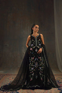 Black Indian Raw Silk Embroidered Suitf | Ready to Wear