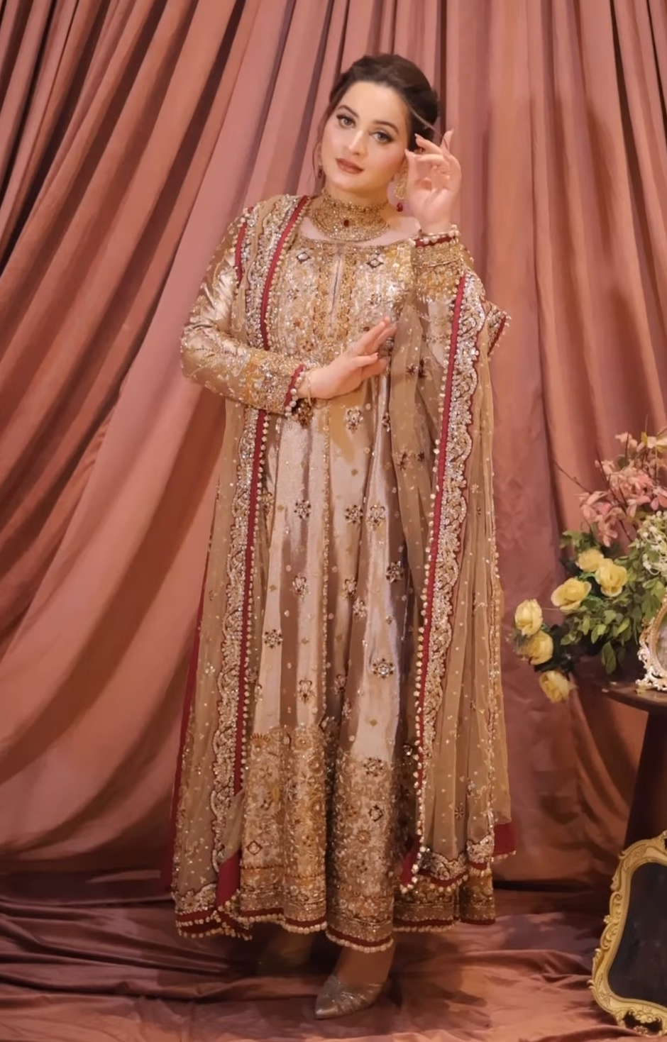 Luxury Shimmer Embroidered Koti Style Suit with Addawork | RTW