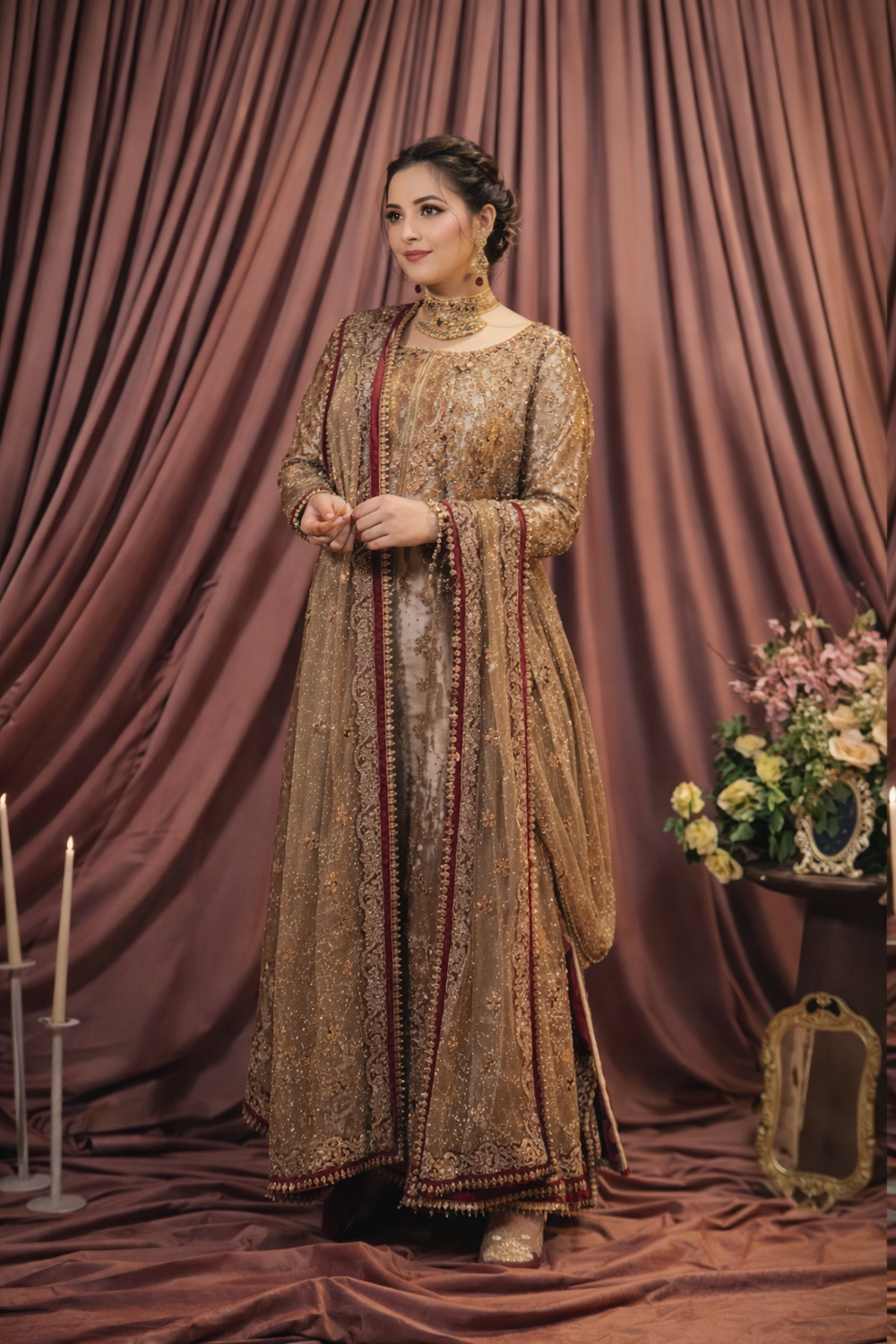 Luxury Shimmer Embroidered Koti Style Suit with Addawork | RTW
