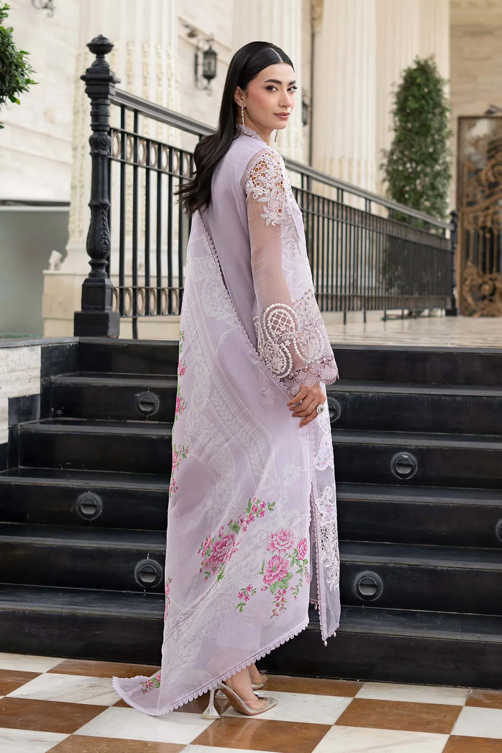 03-Piece Embroidered Lawn Suit With Printed Silk Dupatta | Ready To Wear
