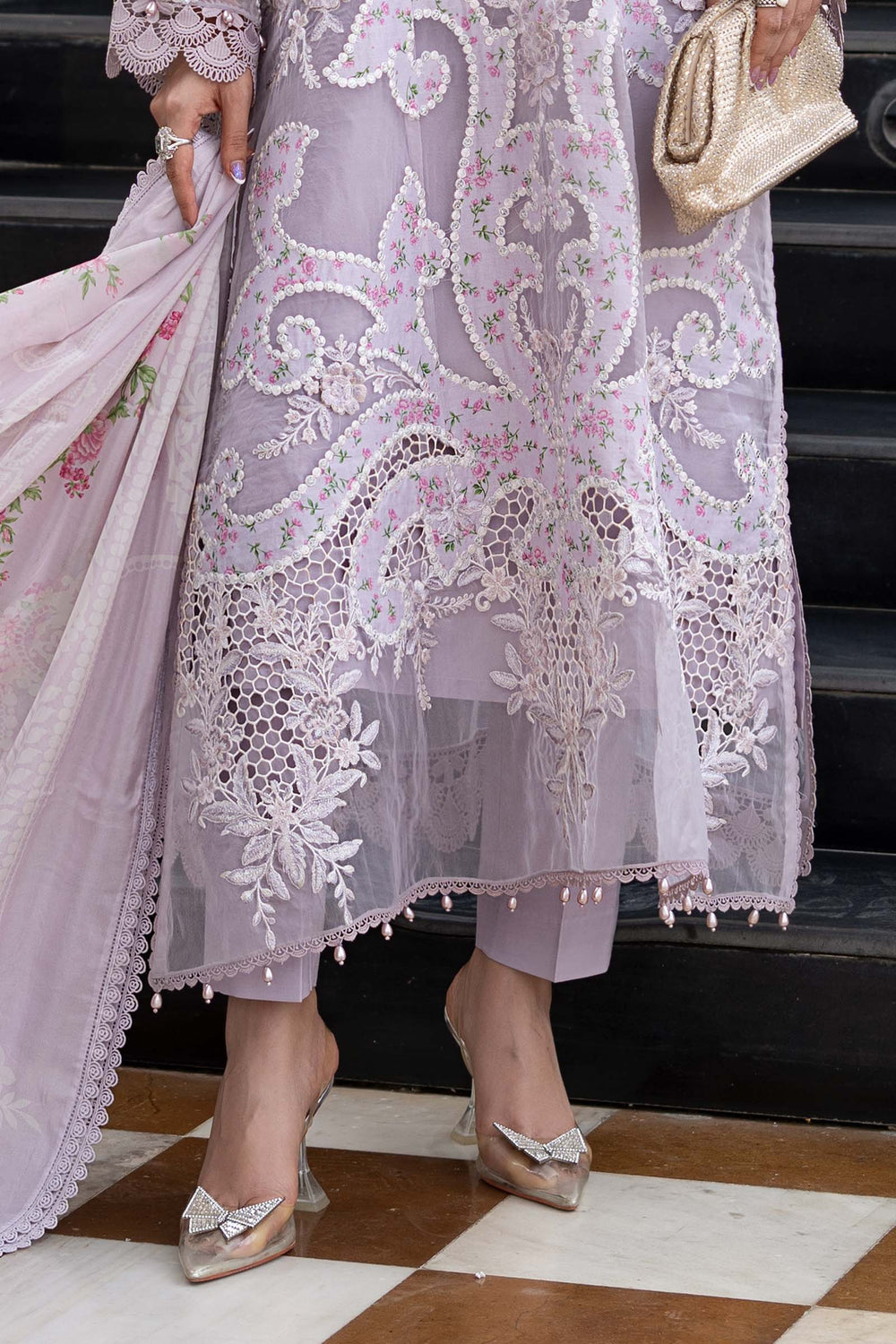 03-Piece Embroidered Lawn Suit With Printed Silk Dupatta | Ready To Wear