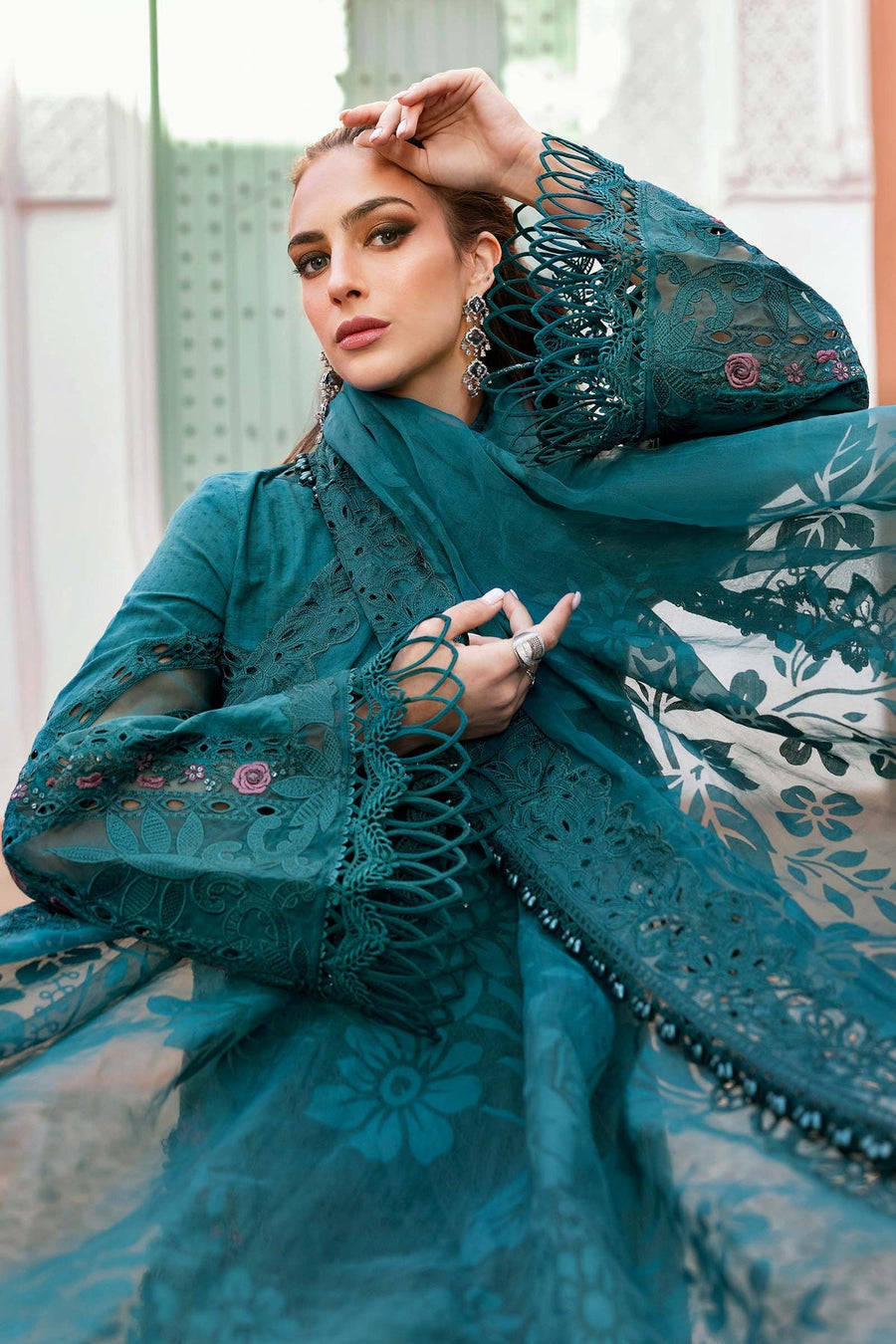 03-Piece  Luxury Chikankari Lawn Suit with -  Ready  To  Wear