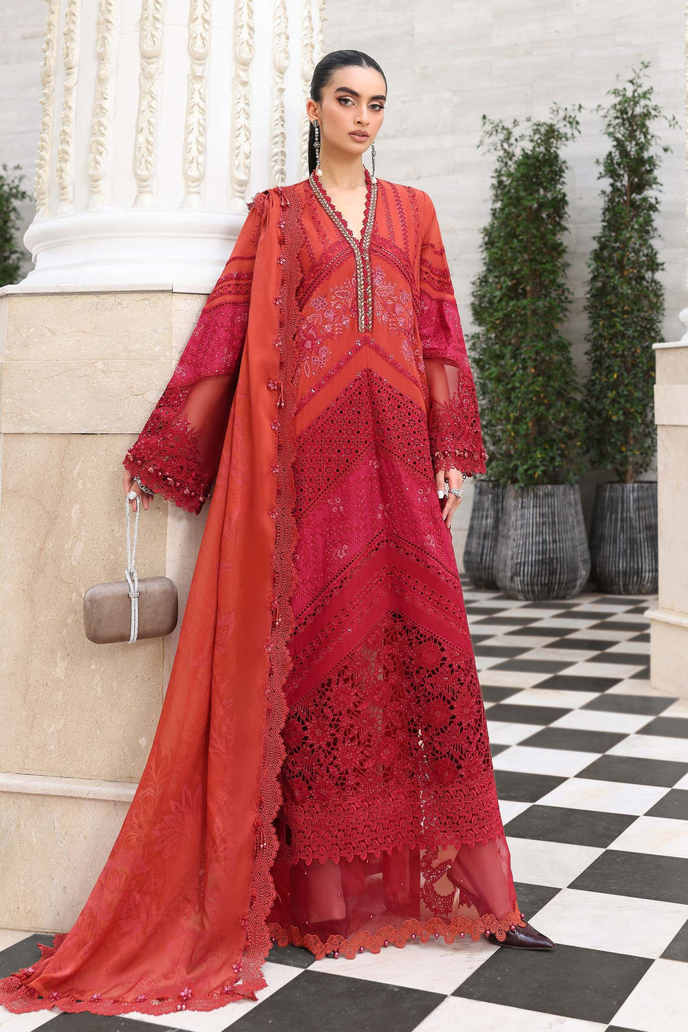 03-Piece Embroidered Lawn Suit With Silk Dupatta | Ready To Wear