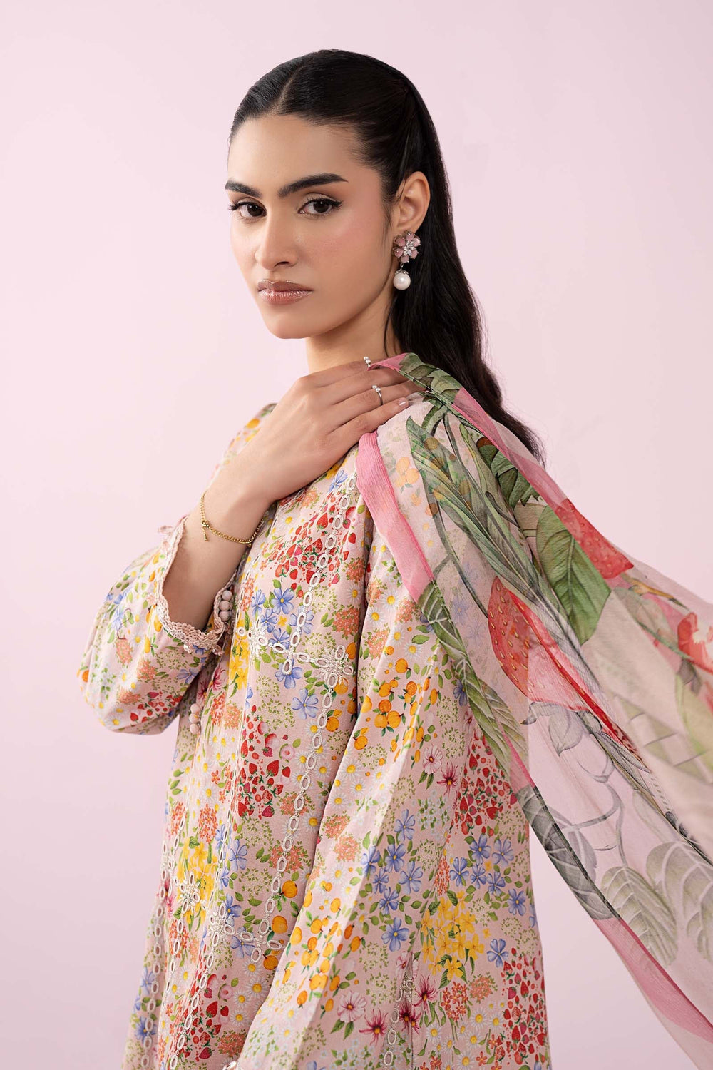 03-Piece Printed Lawn Suit With Chiffon Dupatta | Ready To Wear