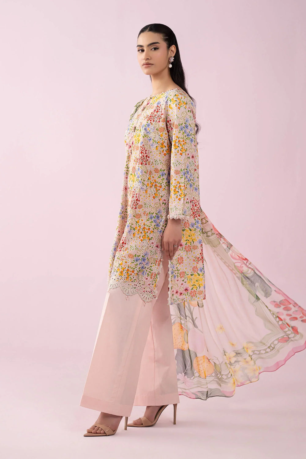 03-Piece Printed Lawn Suit With Chiffon Dupatta | Ready To Wear