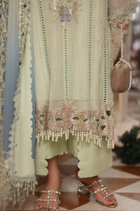 Mint Green Embroidered Chiffon Suit with Digital Printed Dupatta |RTW