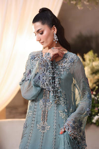Ice Blue Heavy Embroidered Chiffon Luxury Suit with Adda Work |Ready to Wear