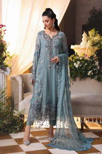 Ice Blue Heavy Embroidered Chiffon Luxury Suit with Adda Work |Ready to Wear